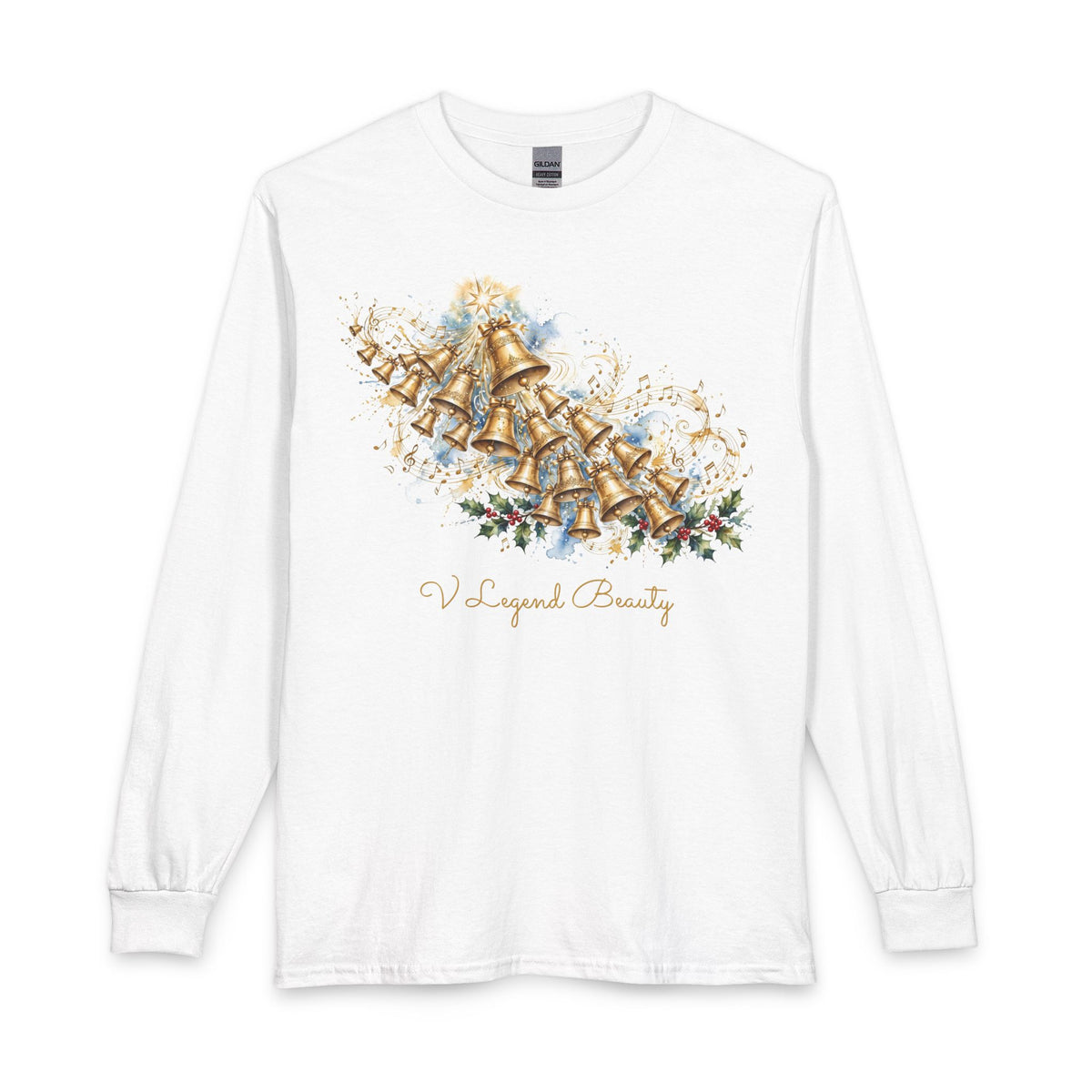 Christian Christmas Long Sleeve Shirt | Carol of the Bells White Graphic Tee | V Legend Beauty