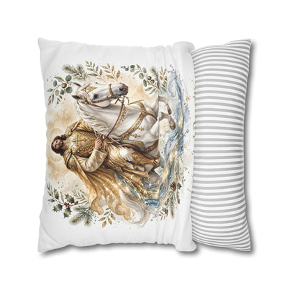 V Legend Beauty Jesus Golden Armor White Horse Flowing Water Throw Pillow – Large