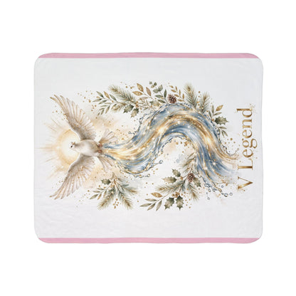V Legend Beauty White Christmas Christian Blanket – Christmas Dove Pink Cozy Sherpa Throw