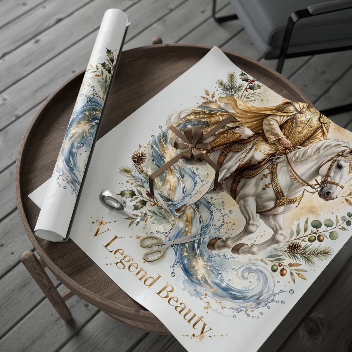 V Legend Beauty Jesus White Horse Super Roll Luxury Wrapping Paper