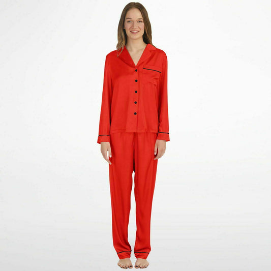 V Legend Women's Satin Pajamas - Ferrari Red (Mother love 6 Colors)