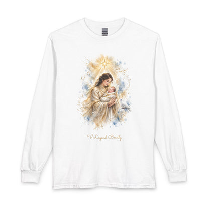 Christian Christmas Long Sleeve Shirt | Silent Night White Graphic Tee | V Legend Beauty