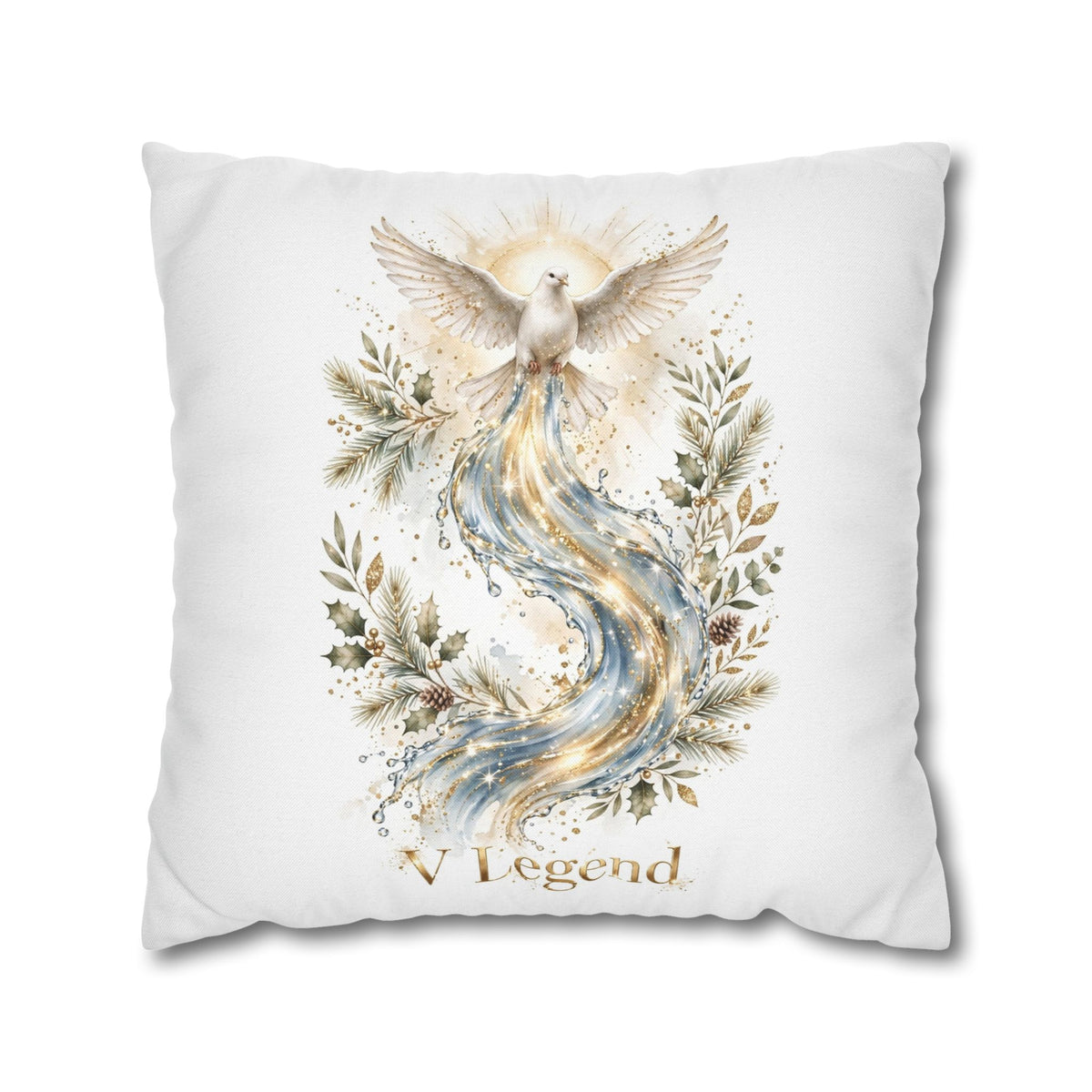V Legend Beauty White Christian Faith Throw Pillow – Holy Dove Home Decor – Large 28"