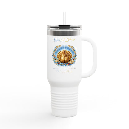Thanksgiving 40oz Tumbler | Grateful Heart Golden Turkey Christian Travel Tumbler | V Legend Beauty