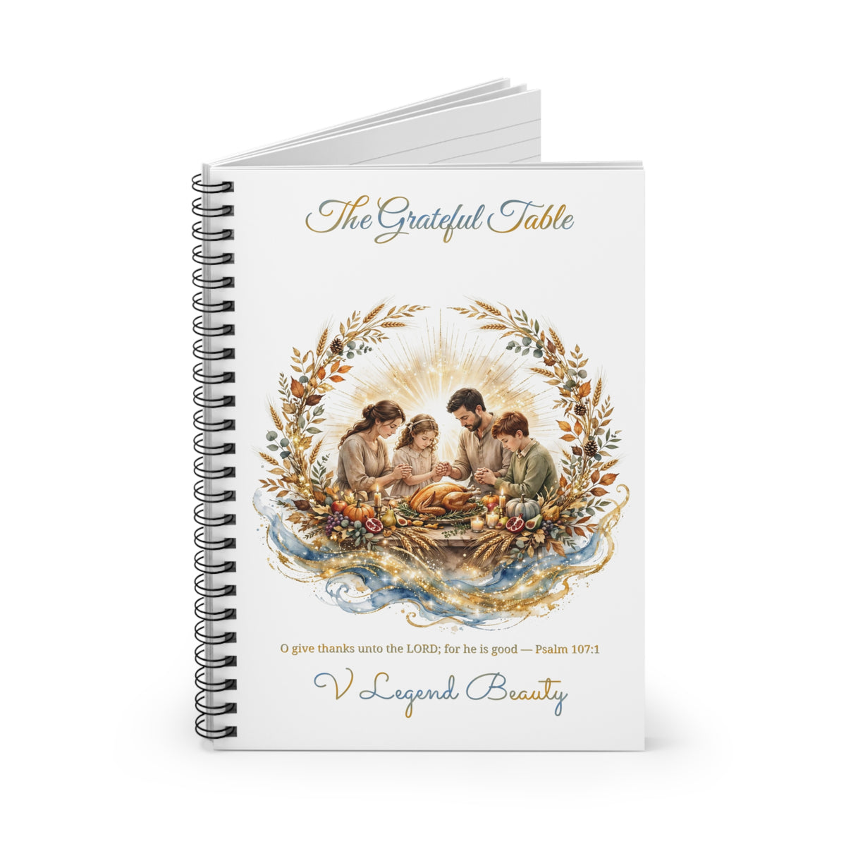 Thanksgiving Spiral Notebook | The Grateful Table Christian Journal | V Legend Beauty