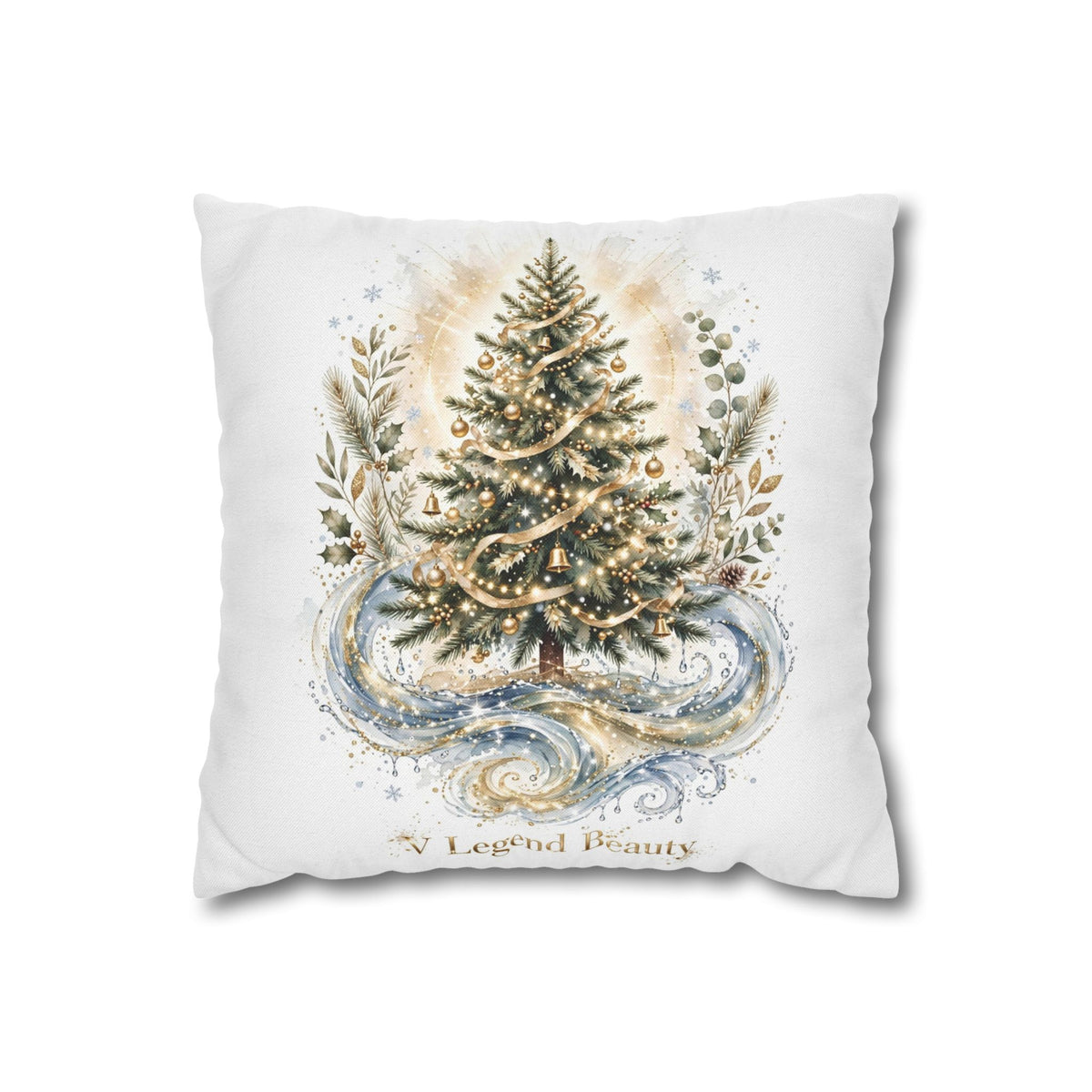 V Legend Beauty White Christian Faith Throw Pillow – Christmas Tree Water Home Decor – Small 14"