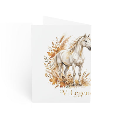 V Legend Beauty Thanksgiving White Horse Turkey Greeting Card
