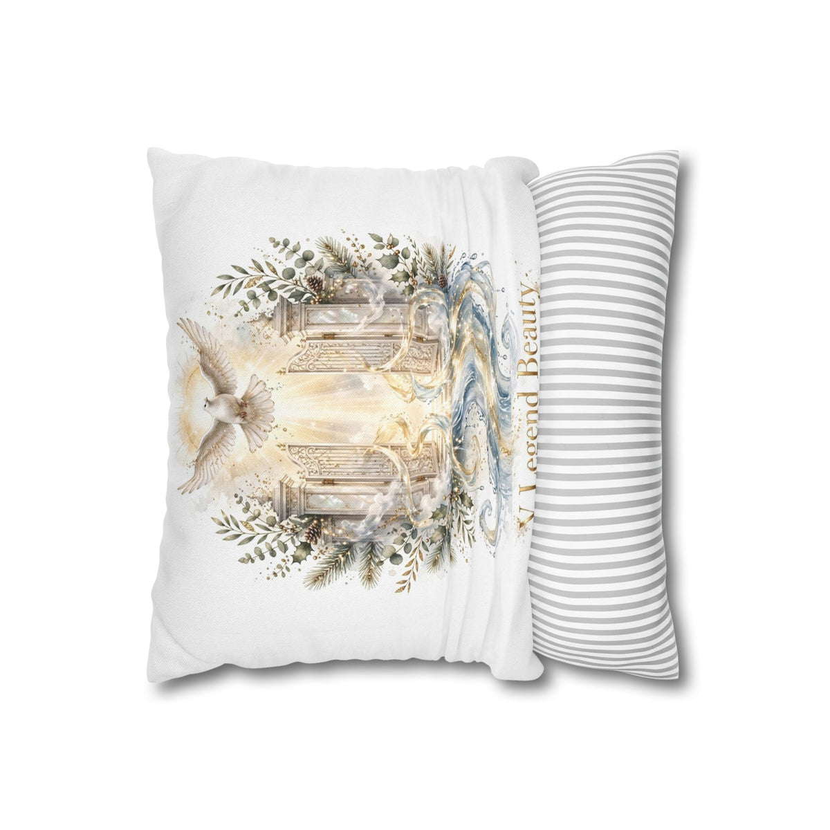 V Legend Beauty White Christian Faith Throw Pillow – Heavenly Gates Water Home Decor – Small 14"