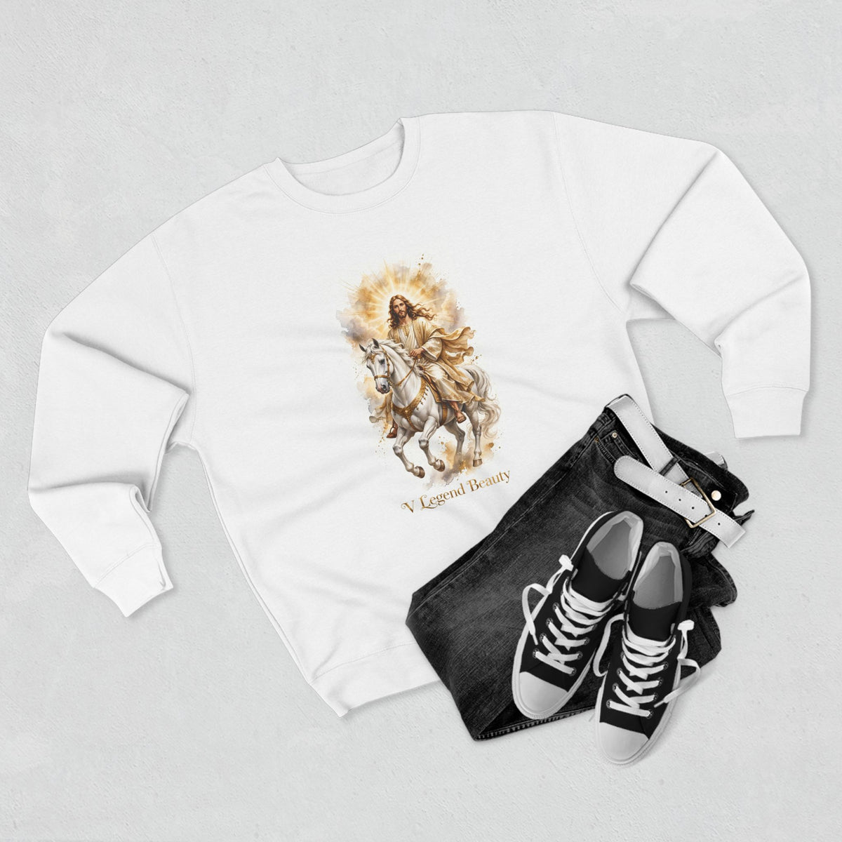 V Legend Beauty Jesus White Horse Sweatshirt