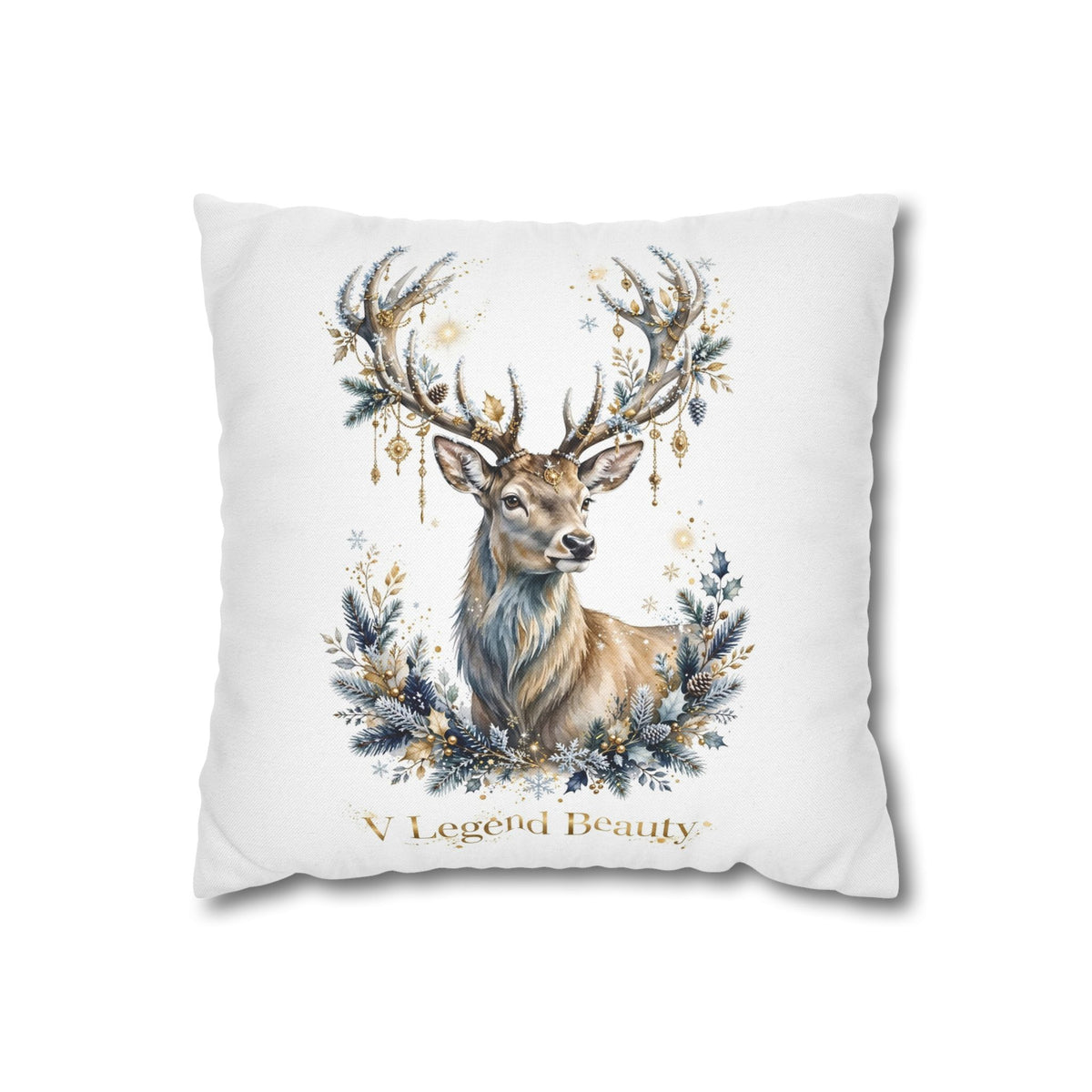 V Legend Beauty White Christian Faith Throw Pillow – Christmas Deer Home Decor – Small 14"