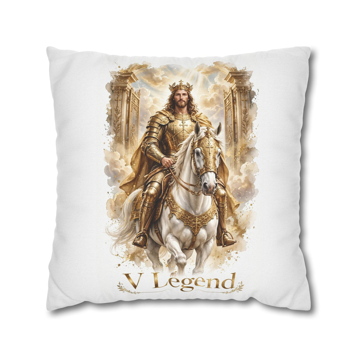 V Legend Beauty Crowned Jesus Heaven Gates Throw Pillow – Large