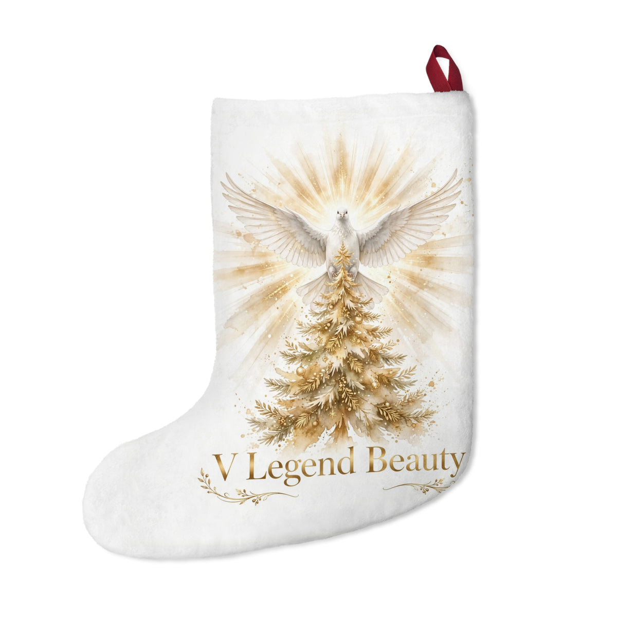 V Legend Beauty White Christmas Christian Stocking