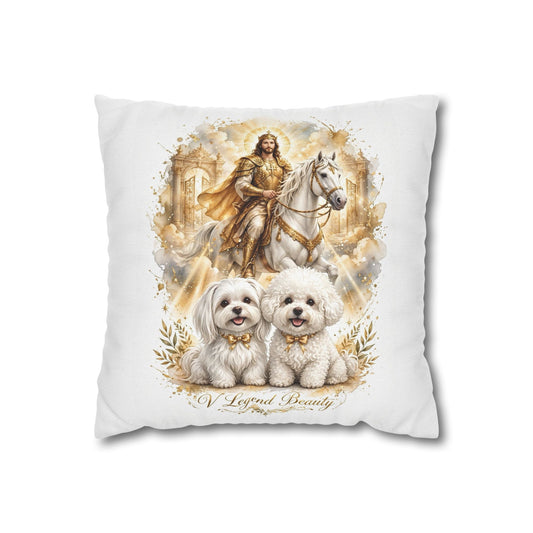 V Legend Beauty White Christian Faith Throw Pillow – Jesus and Pups Home Decor – Small 14"