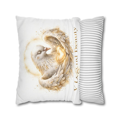 V Legend Beauty White Christian Faith Throw Pillow – Dove Heart Home Decor – Large 28"