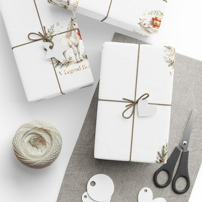 V Legend Beauty White Horse Gift Luxury Wrapping Paper