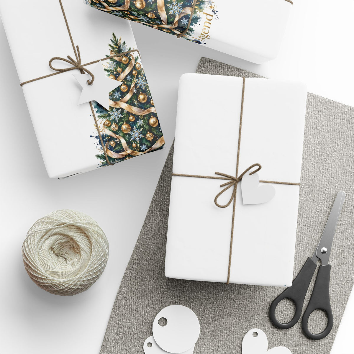 V Legend Beauty Golden Ribbon Christmas Tree Luxury Wrapping Paper