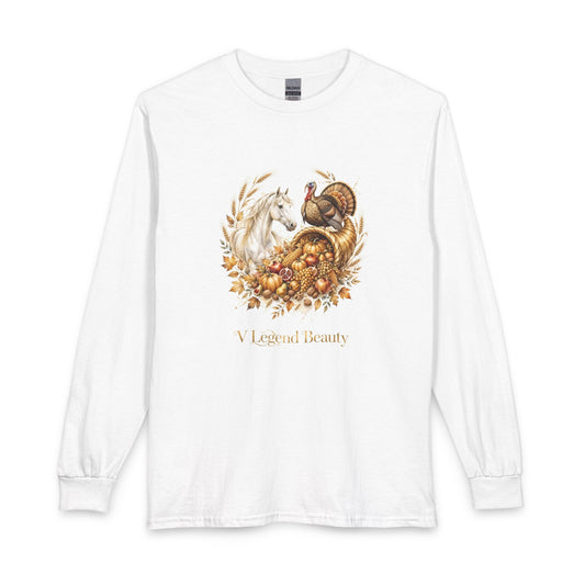 V Legend Beauty | White Horse Snowman Christmas Long Sleeve