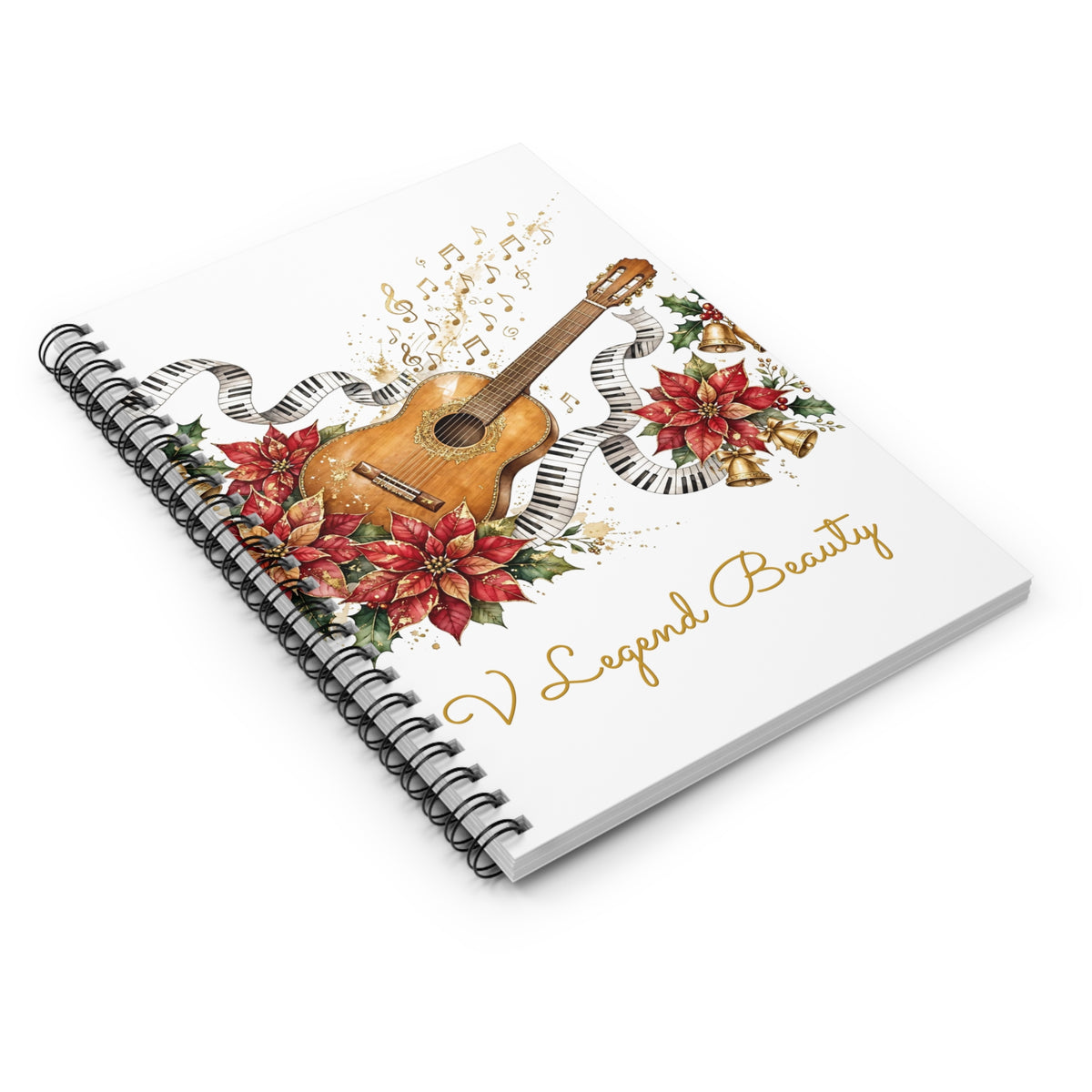 Christmas Carol Spiral Notebook | Feliz Navidad Christian Journal | V Legend Beauty