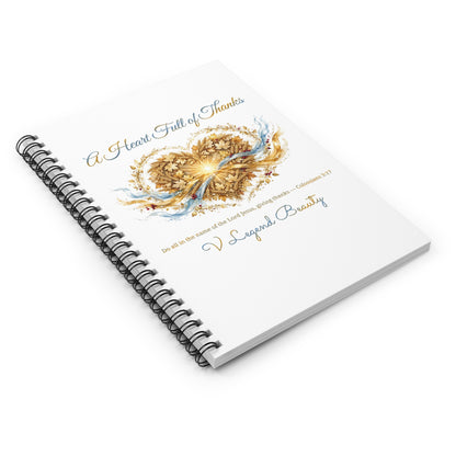 Thanksgiving Spiral Notebook | A Heart Full of Thanks Christian Journal | V Legend Beauty