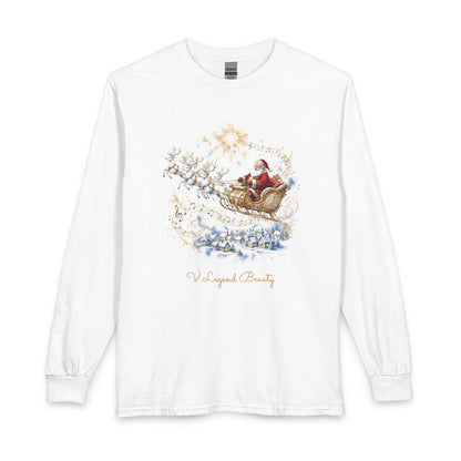 Christian Christmas Long Sleeve Shirt | Santa Claus Is Comin' to Town White Graphic Tee | V Legend Beauty