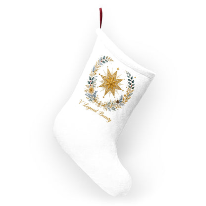 V Legend Beauty Embroidered Bethlehem Star Christmas Stocking – White