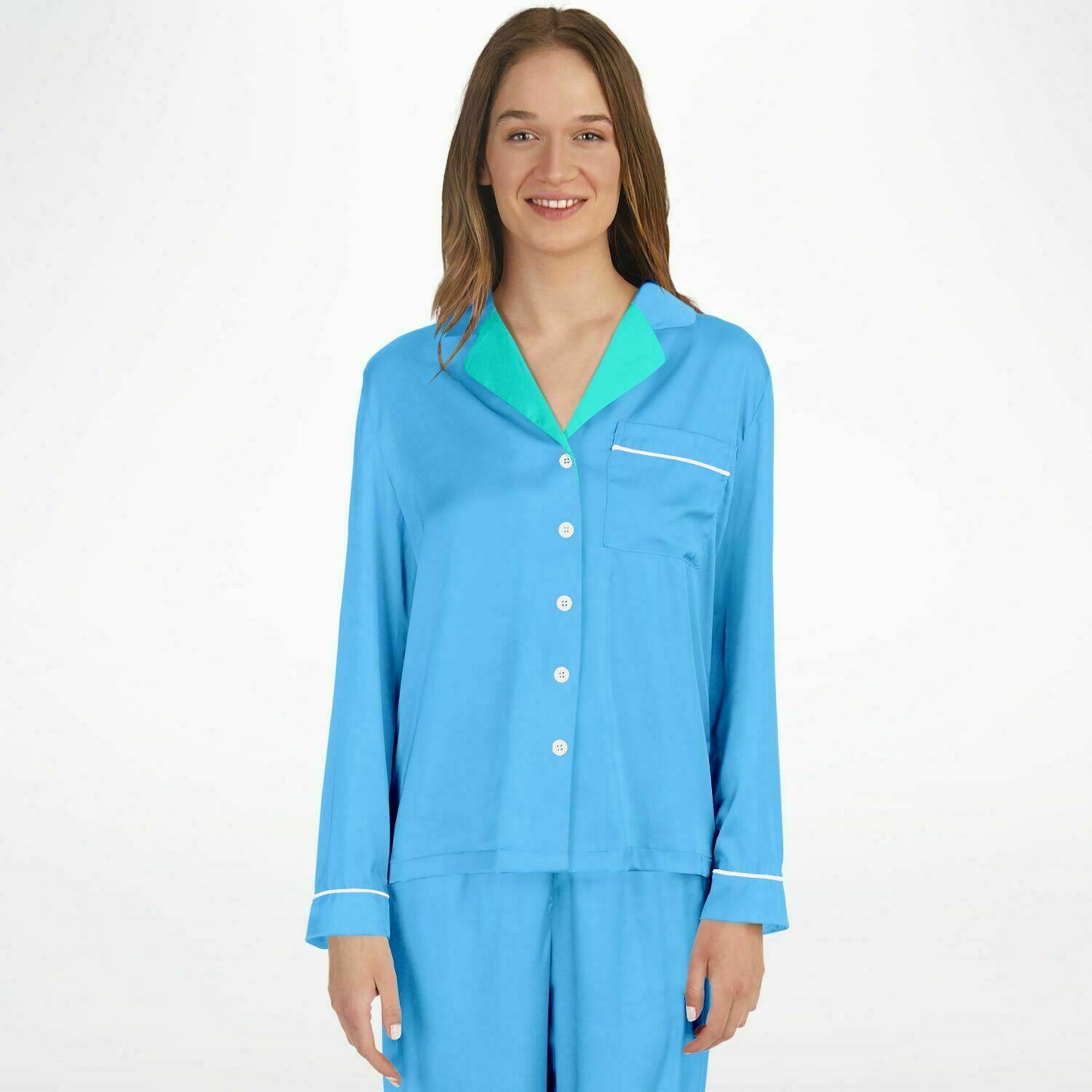 V Legend Women's Satin Pajamas - Baby Blue (Mother Love 6 Colors)