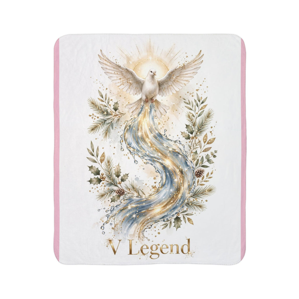 V Legend Beauty White Christmas Christian Blanket – Christmas Dove Pink Cozy Sherpa Throw