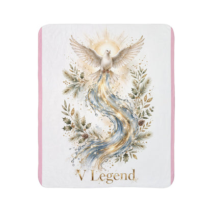 V Legend Beauty White Christmas Christian Blanket – Christmas Dove Pink Cozy Sherpa Throw