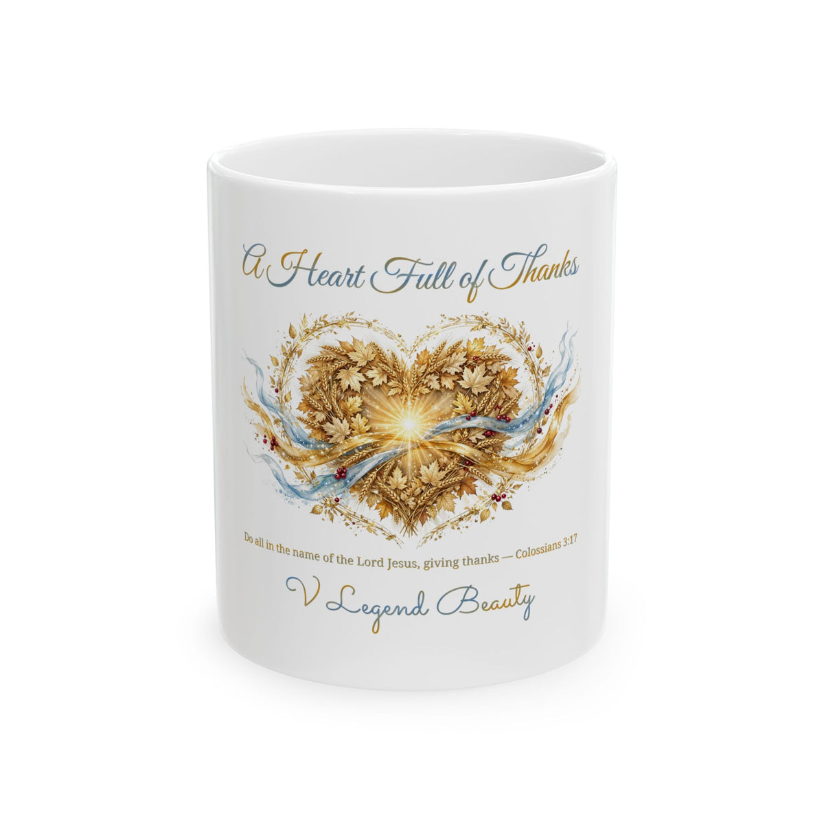 Thanksgiving Coffee Mug | A Heart Full of Thanks Christian Gift Mug | V Legend Beauty