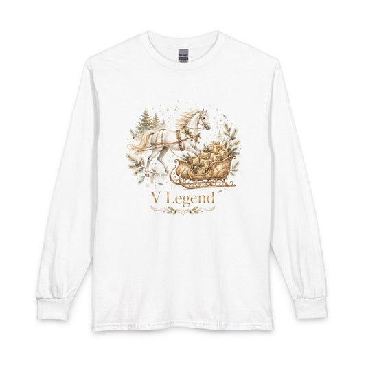 V Legend Beauty | Golden Sleigh White Horse Christmas Long Sleeve