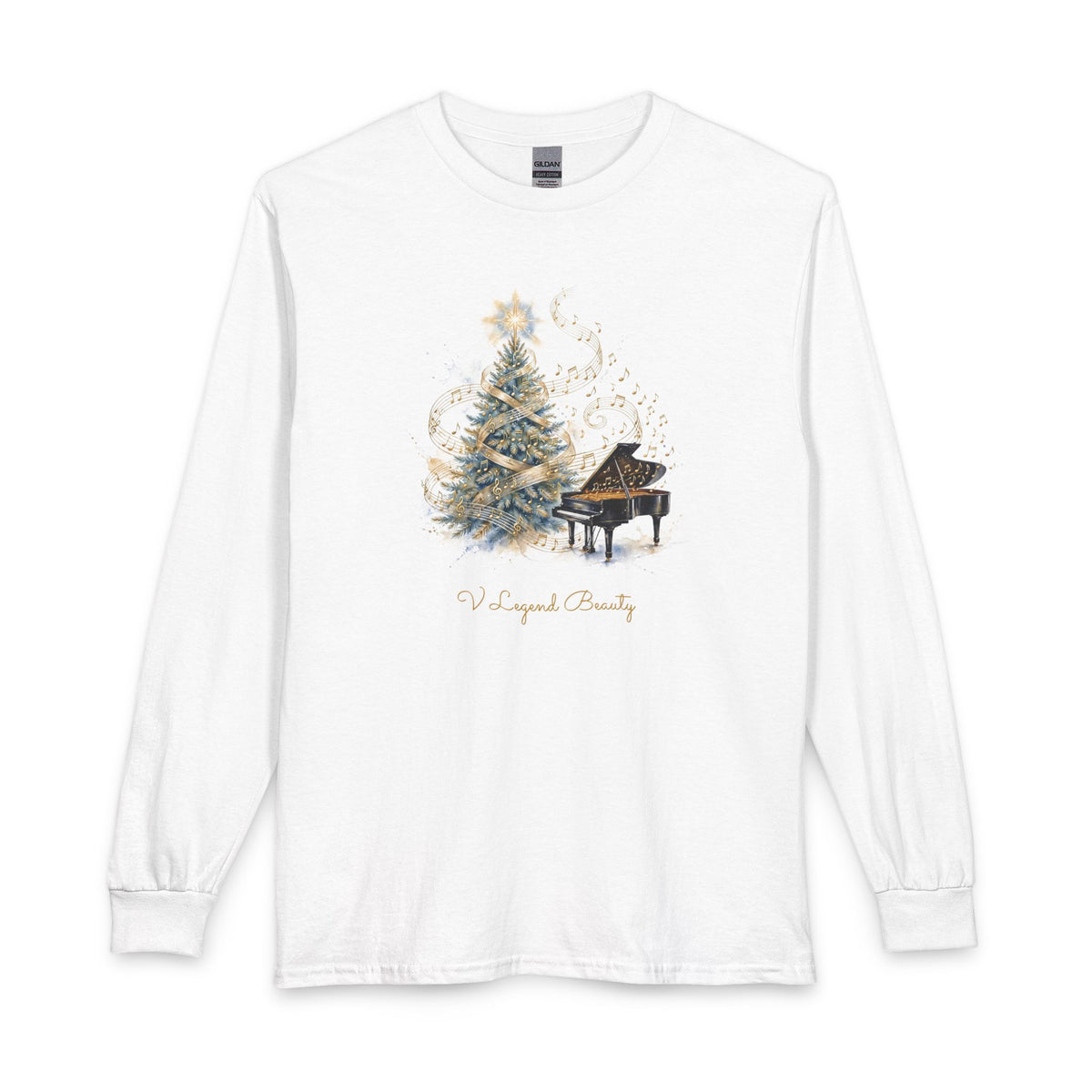Christian Christmas Long Sleeve Shirt | Rockin' Around the Christmas Tree White Graphic Tee | V Legend Beauty