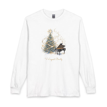 Christian Christmas Long Sleeve Shirt | Rockin' Around the Christmas Tree White Graphic Tee | V Legend Beauty