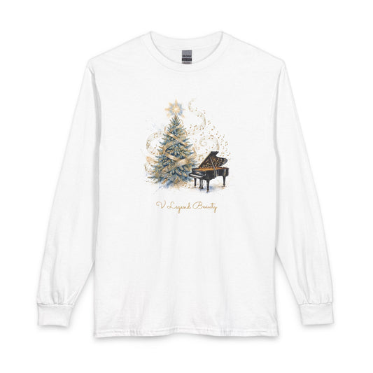 Christian Christmas Long Sleeve Shirt | Rockin' Around the Christmas Tree White Graphic Tee | V Legend Beauty