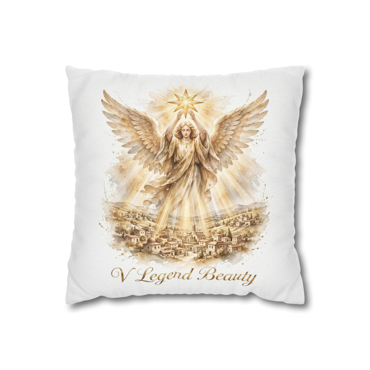 V Legend Beauty White Christian Faith Throw Pillow – Angel Star Home Decor – Small 14"