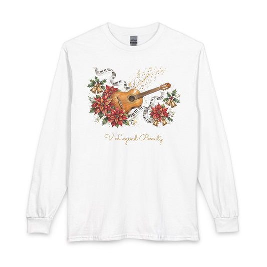 Christian Christmas Long Sleeve Shirt | Feliz Navidad White Graphic Tee | V Legend Beauty