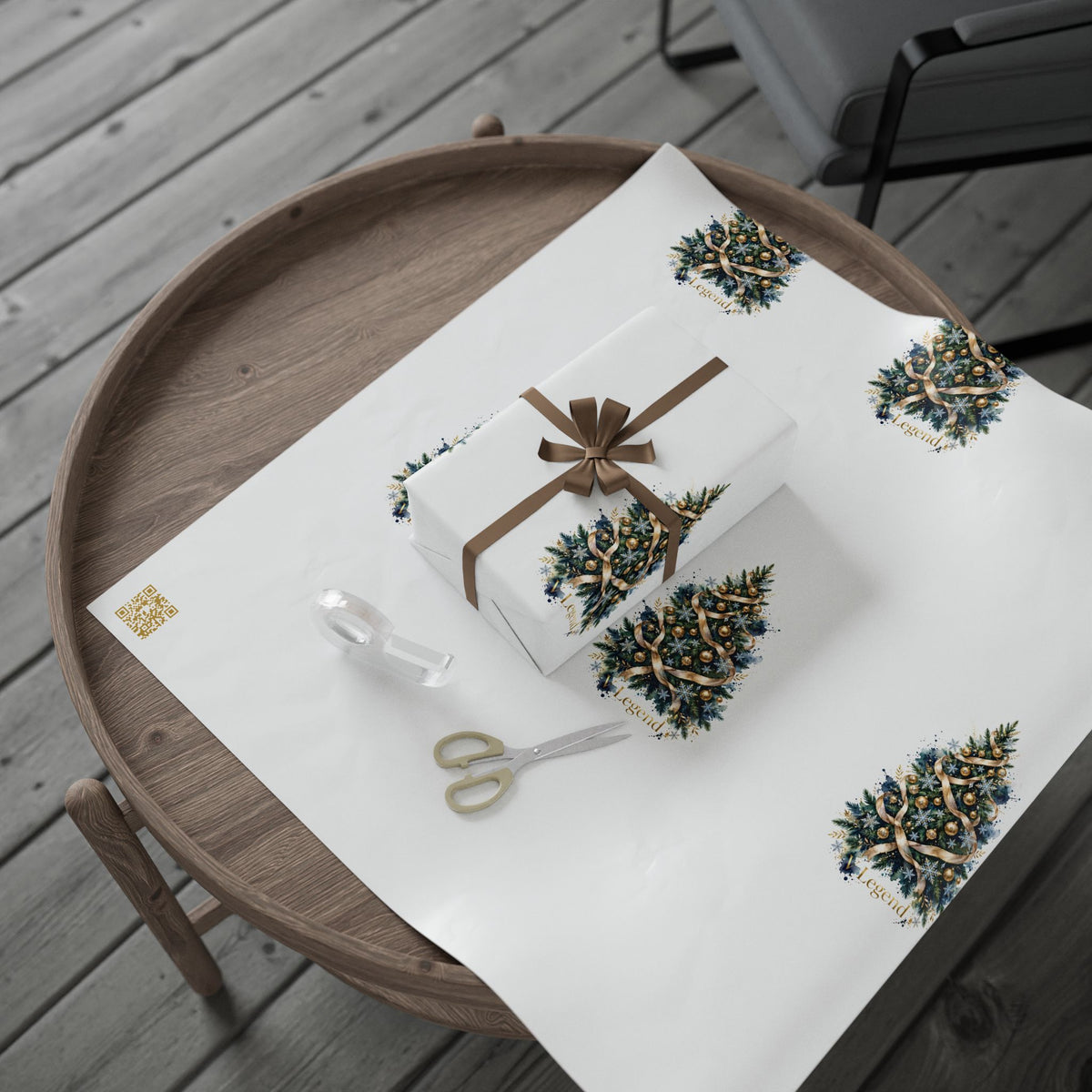 V Legend Beauty Golden Ribbon Christmas Tree Luxury Wrapping Paper