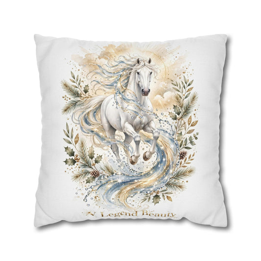 V Legend Beauty White Christian Faith Throw Pillow – White Horse Water Home Decor – Large 28"