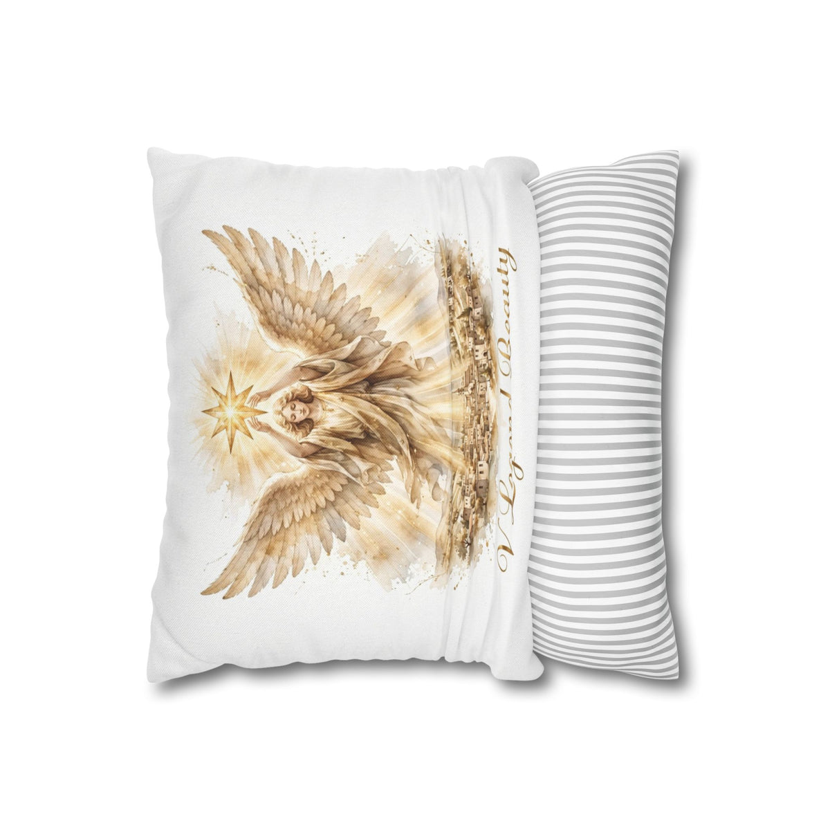 V Legend Beauty White Christian Faith Throw Pillow – Angel Star Home Decor – Small 14"