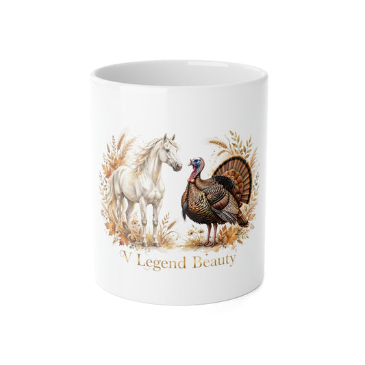V Legend Beauty Thanksgiving White Horse Turkey Mug