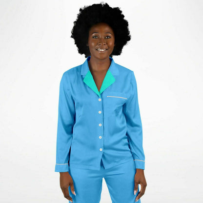 V Legend Women's Satin Pajamas - Baby Blue (Mother Love 6 Colors)