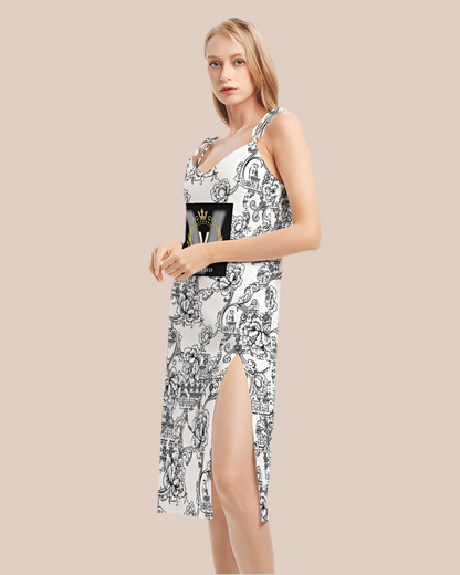 V Legend Make it Happen  Women's All-Over Print Tie Strap Split Dress