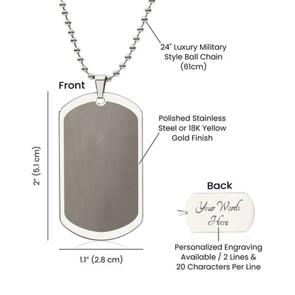 Personalised Engraved Dog Tag Necklace with 18K Gold Finish