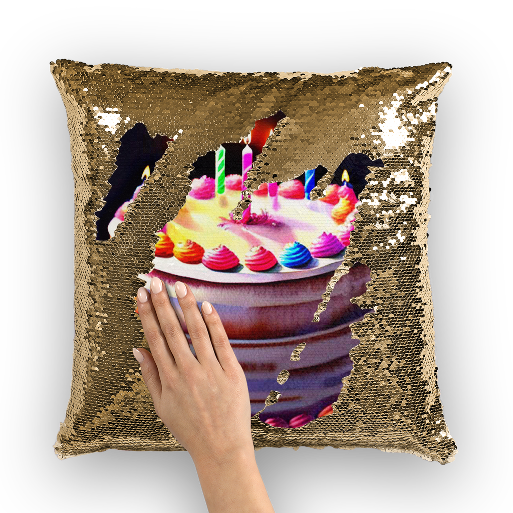 V Legend Happy Birthday Sequin Cushion Cover 🎉